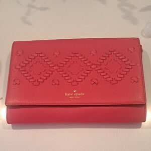 Kate Spade Red Perforated Leather Crossbody Valenica Flynn Street EUC